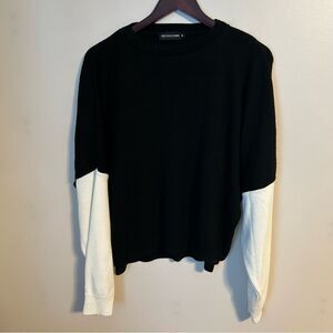 PrettyLittleThing Sweater Crewneck Colorblock Black White Knit Casual Neutral